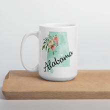 Load image into Gallery viewer, Alabama AL Map Floral Coffee Mug - White