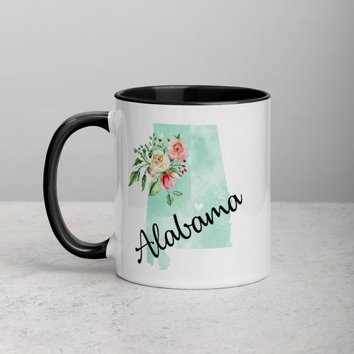 Alabama AL Map Floral Mug - 11 oz