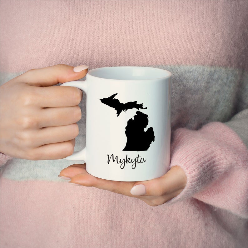 Michigan Mug Adoption Moving Gift Travel State Map