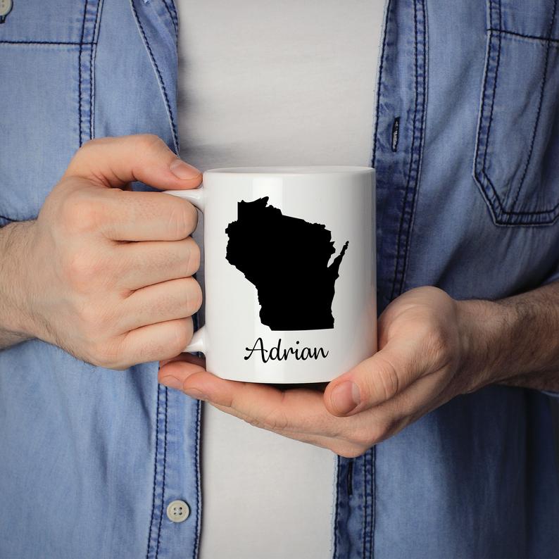 Wisconsin WI Mug Adoption Moving Gift Travel State Map