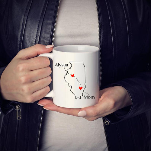 Long Distance Custom State Map Mug