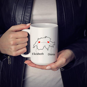 Long Distance Custom Country Map Mug