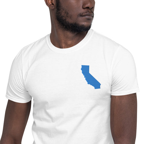 California Unisex T-Shirt - Blue Embroidery