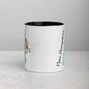 New Hampshire NH Map Floral Mug - 11 oz