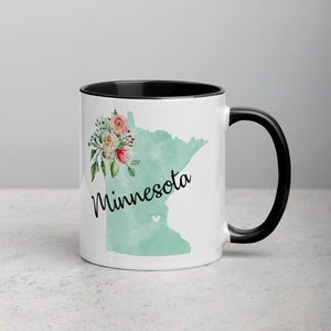 Minnesota MN Map Floral Mug - 11 oz