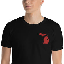 Load image into Gallery viewer, Michigan Unisex T-Shirt - Red Embroidery