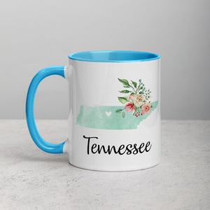 Tennessee TN Map Floral Mug - 11 oz