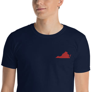 Virginia Unisex T-Shirt - Red Embroidery