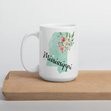 Load image into Gallery viewer, Mississippi MS Map Floral Coffee Mug - White