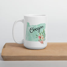 Load image into Gallery viewer, Oregon OR Map Floral Coffee Mug - White
