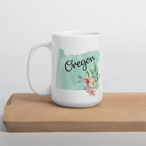 Oregon OR Map Floral Coffee Mug - White
