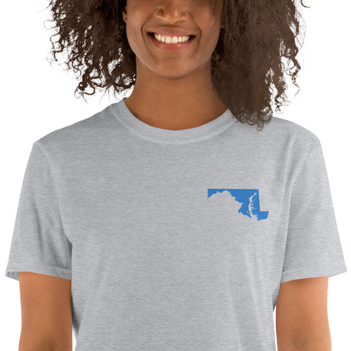 Maryland Unisex T-Shirt - Blue Embroidery
