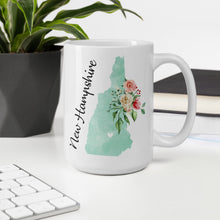 Load image into Gallery viewer, New Hampshire NH Map Floral Coffee Mug - White