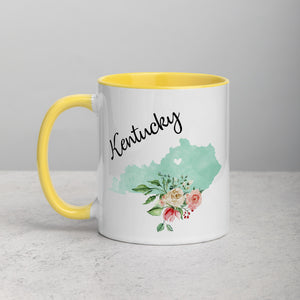 Kentucky KY Map Floral Mug - 11 oz