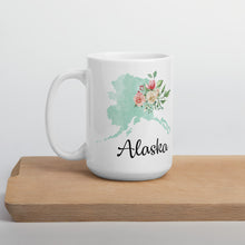 Load image into Gallery viewer, Alaska AK Map Floral Coffee Mug - White