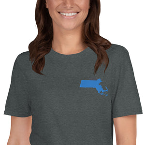 Massachusetts Unisex T-Shirt - Blue Embroidery