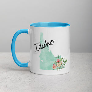 Idaho ID Map Floral Mug - 11 oz