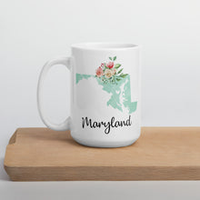 Load image into Gallery viewer, Maryland MD Map Floral Coffee Mug - White