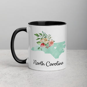 North Carolina NC Map Floral Mug - 11 oz