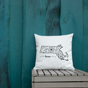 Massachusetts MA State Map Premium Pillow