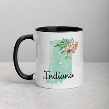 Load image into Gallery viewer, Indiana IN Map Floral Mug - 11 oz
