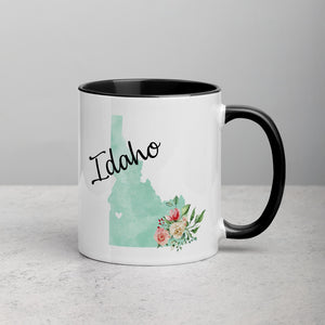 Idaho ID Map Floral Mug - 11 oz