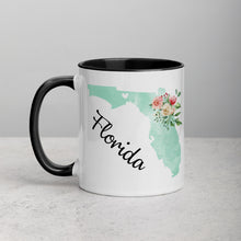 Load image into Gallery viewer, Florida FL Map Floral Mug - 11 oz