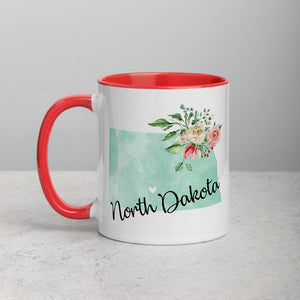 North Dakota ND Map Floral Mug - 11 oz