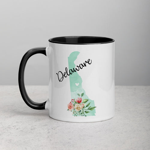 Delaware DE Map Floral Mug - 11 oz