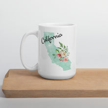 Load image into Gallery viewer, California CA Map Floral Coffee Mug - White