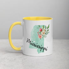 Load image into Gallery viewer, Mississippi MS Map Floral Mug - 11 oz