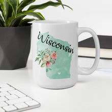 Load image into Gallery viewer, Wisconsin WI Map Floral Coffee Mug - White
