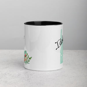 Idaho ID Map Floral Mug - 11 oz