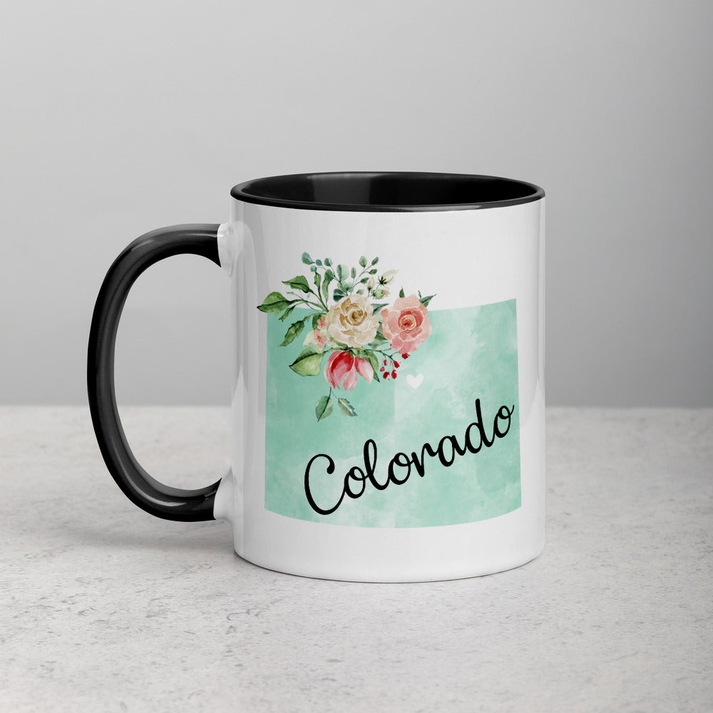 Colorado CO Map Floral Mug - 11 oz