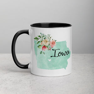 Iowa IA Map Floral Mug - 11 oz
