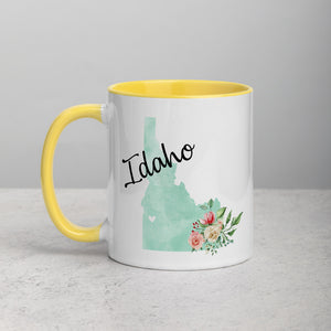 Idaho ID Map Floral Mug - 11 oz