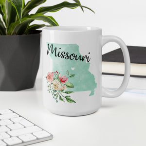 Missouri MO Map Floral Coffee Mug - White