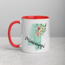 Load image into Gallery viewer, Mississippi MS Map Floral Mug - 11 oz