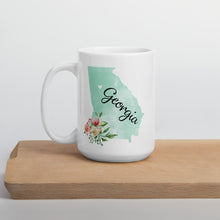 Load image into Gallery viewer, Georgia GA Map Floral Coffee Mug - White