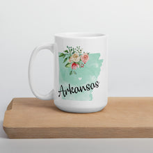Load image into Gallery viewer, Arkansas AR Map Floral Coffee Mug - White