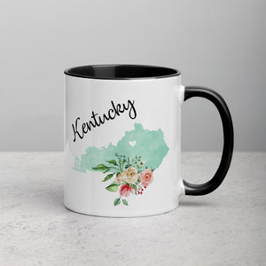 Kentucky KY Map Floral Mug - 11 oz
