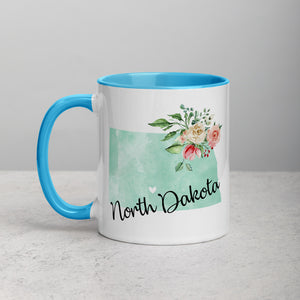 North Dakota ND Map Floral Mug - 11 oz
