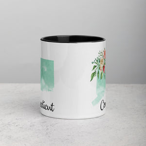 Connecticut CT Map Floral Mug - 11 oz