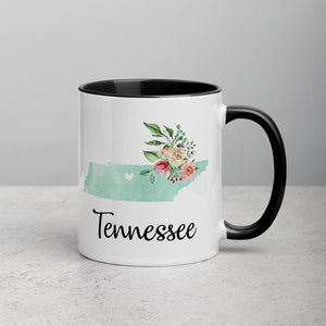 Tennessee TN Map Floral Mug - 11 oz