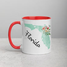 Load image into Gallery viewer, Florida FL Map Floral Mug - 11 oz