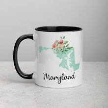 Load image into Gallery viewer, Maryland MD Map Floral Mug - 11 oz