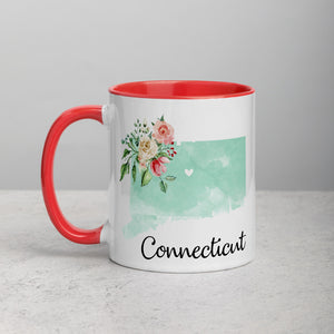 Connecticut CT Map Floral Mug - 11 oz
