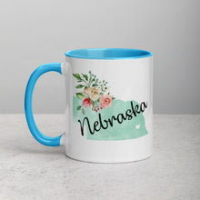 Load image into Gallery viewer, Nebraska NE Map Floral Mug - 11 oz