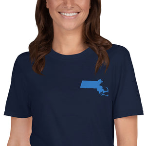 Massachusetts Unisex T-Shirt - Blue Embroidery