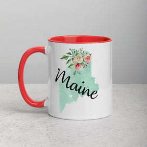 Maine ME Map Floral Mug - 11 oz